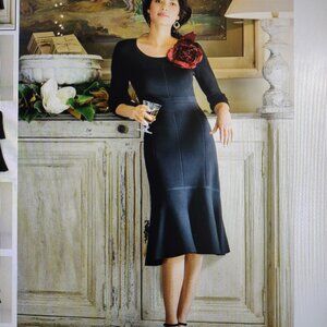 Soft Surroundings Raffinato sweater dress - LBD - stretch knit with peplum - NWT